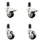 Service Caster 3.5 Inch 316SS Black Polyurethane Swivel 1-5/8 Inch Stem Caster Lock Brake, 2PK SS316TTLEX20S3514-PPUB-BLK-2-S-2-158 - alternate 1